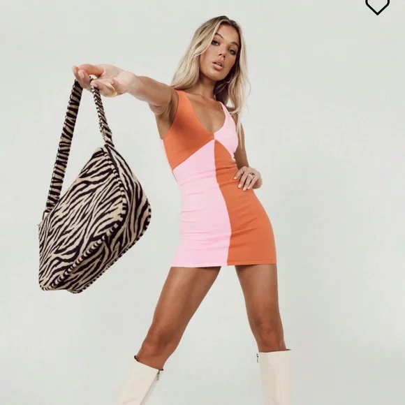 open lace back dress Tein Strapless Mini Dress Pink / Orange main image 1